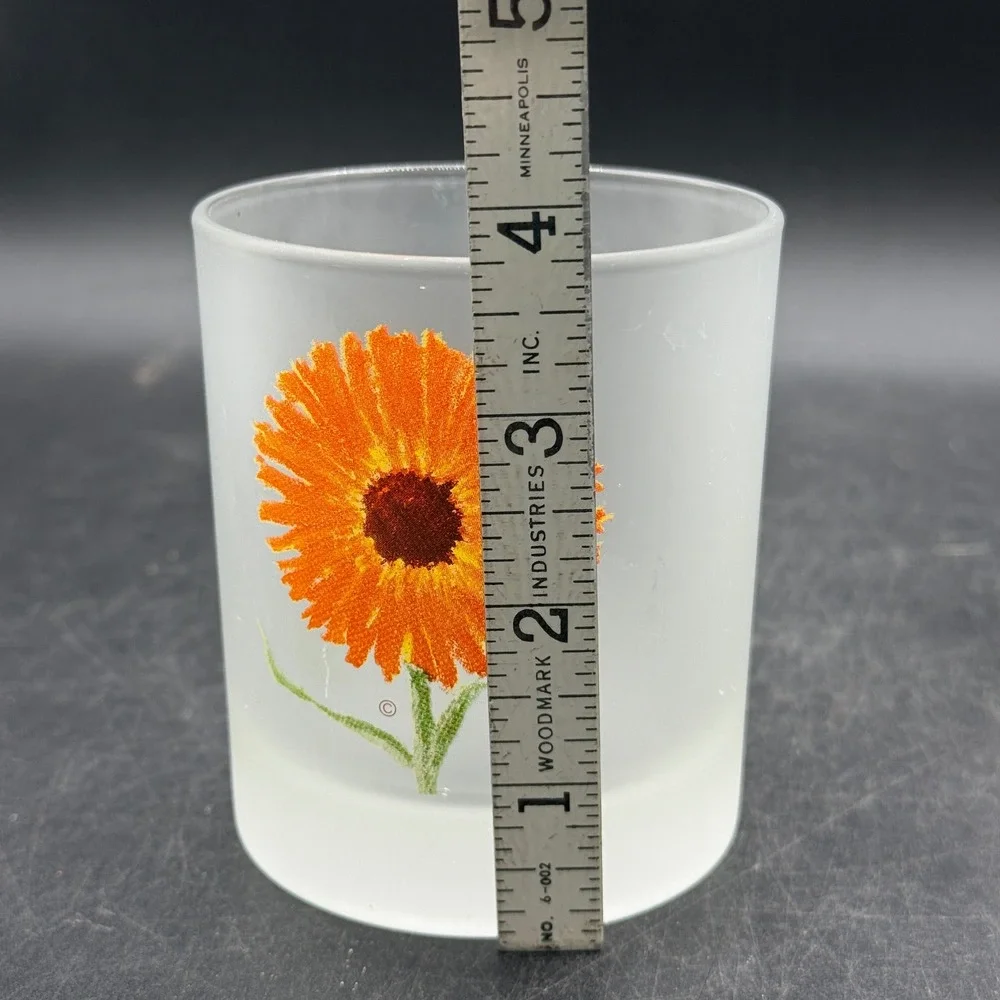 Vintage Dartington Designs France Frosted Lowball Glass Set 5 Floral Whiskey
